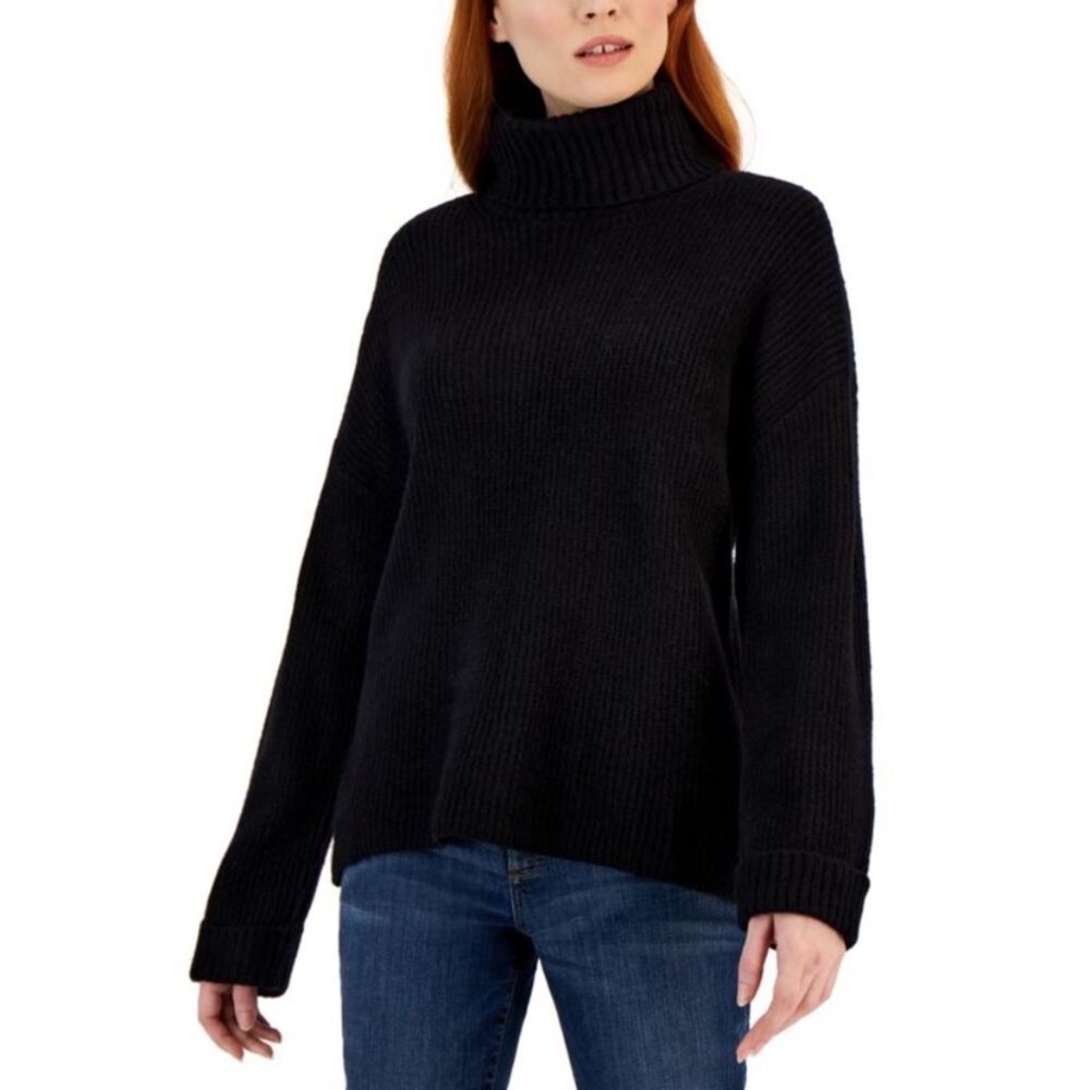 MACYS INC International Concepts NWT Women's Easy Pull-On Cowlneck Sweater Black